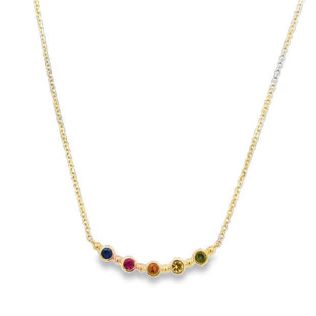 Multicolored Sapphire Necklace in Yellow Gold