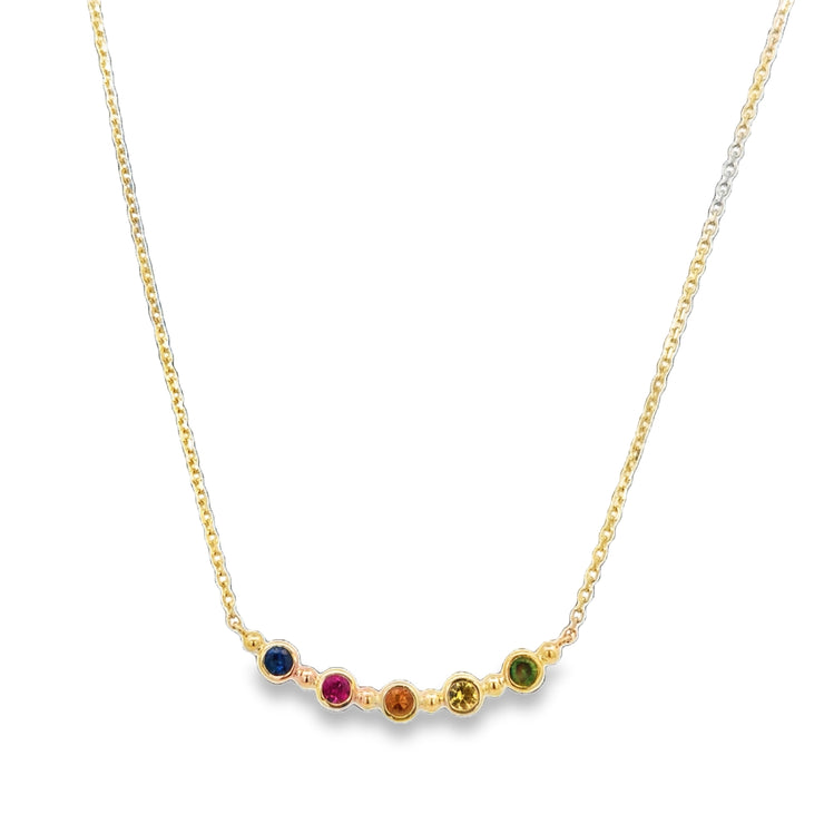 Multicolored Sapphire Necklace in Yellow Gold
