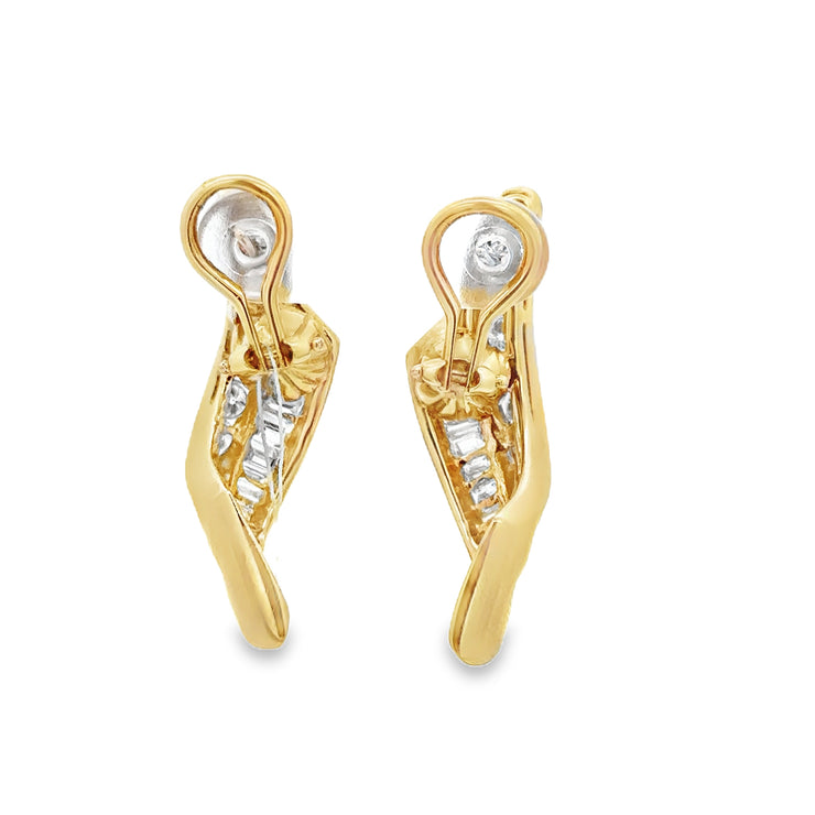 Elongated Vintage Diamond Spray Earrings in Yellow Gold