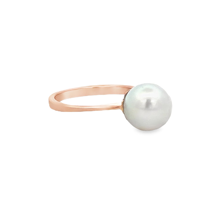 Akoya Cultured Pearl Solitaire Ring in Rose Gold