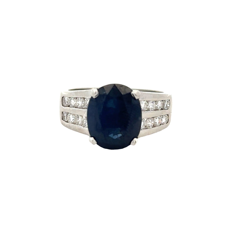 Sapphire and Diamond Ring in Platinum