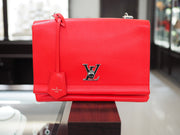 Louis Vuitton Lock Me II Red Leather Adjustable Shoulder Bag