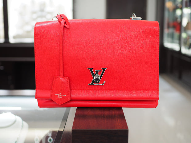 Louis Vuitton Lock Me II Red Leather Adjustable Shoulder Bag