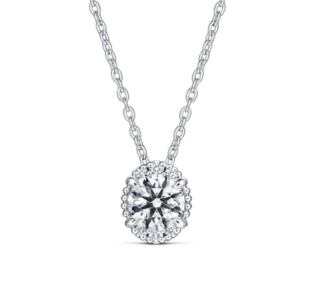 Ellipse Diamond Pendant in 18k White Gold