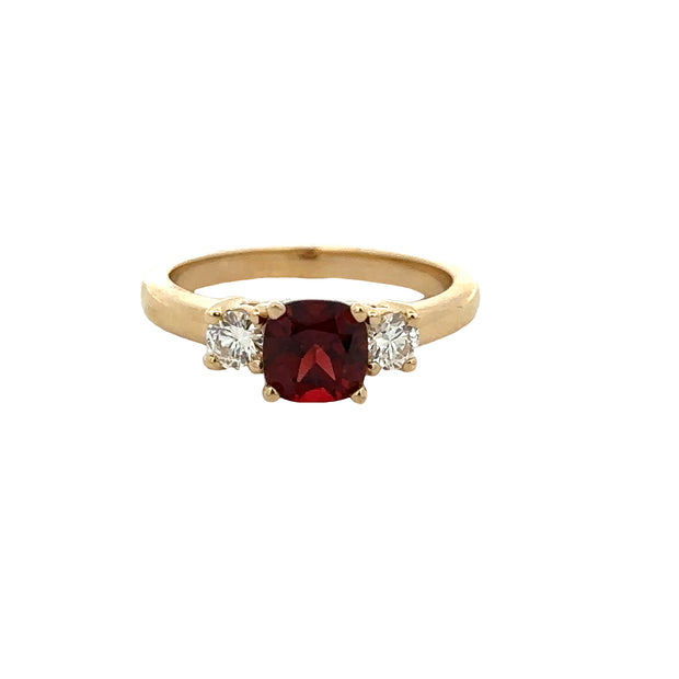 Garnet and Diamond Ring in Yellow Gold