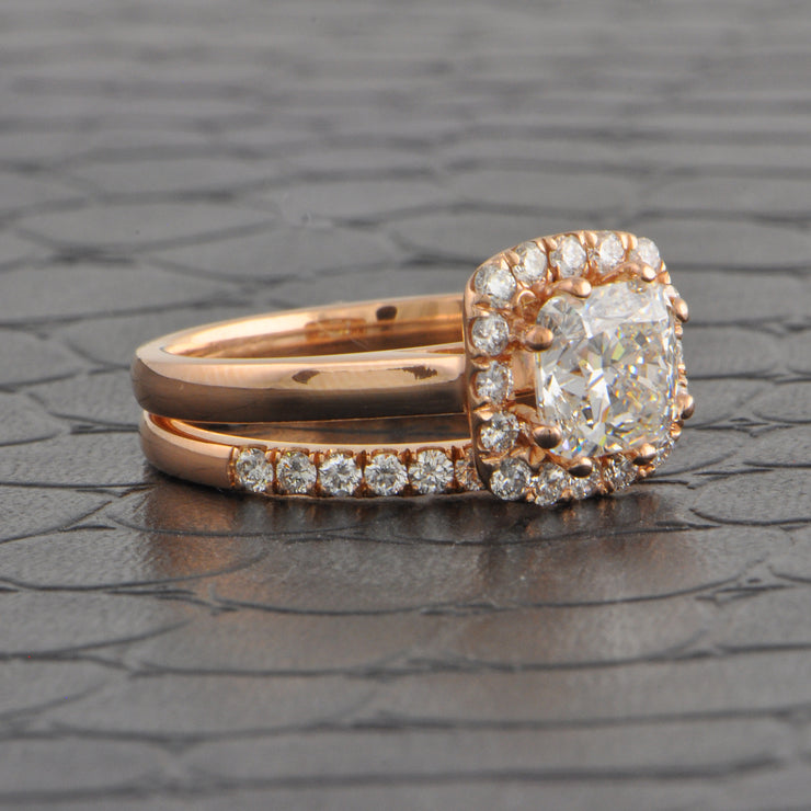 GIA 2.01 ct. Cushion Cut Diamond Halo Engagement Ring Rose Gold