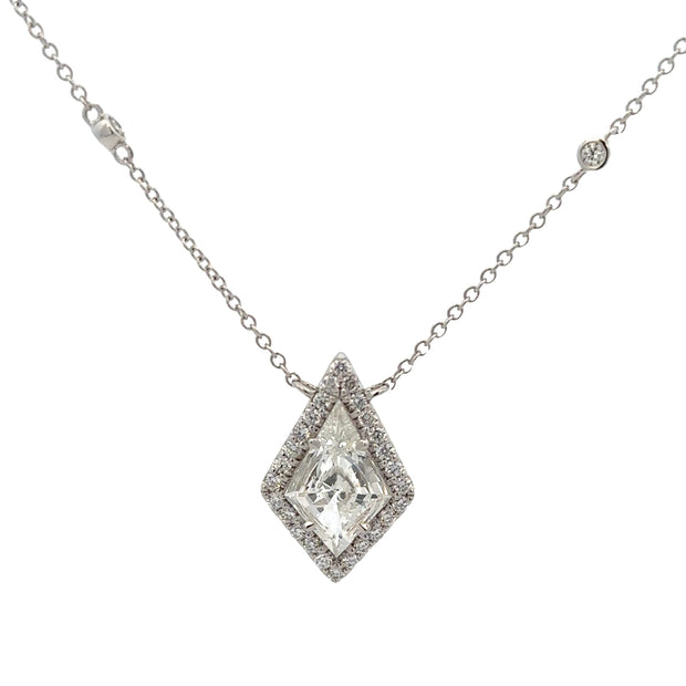 Unique Kite Shape Diamond Pendant in White Gold