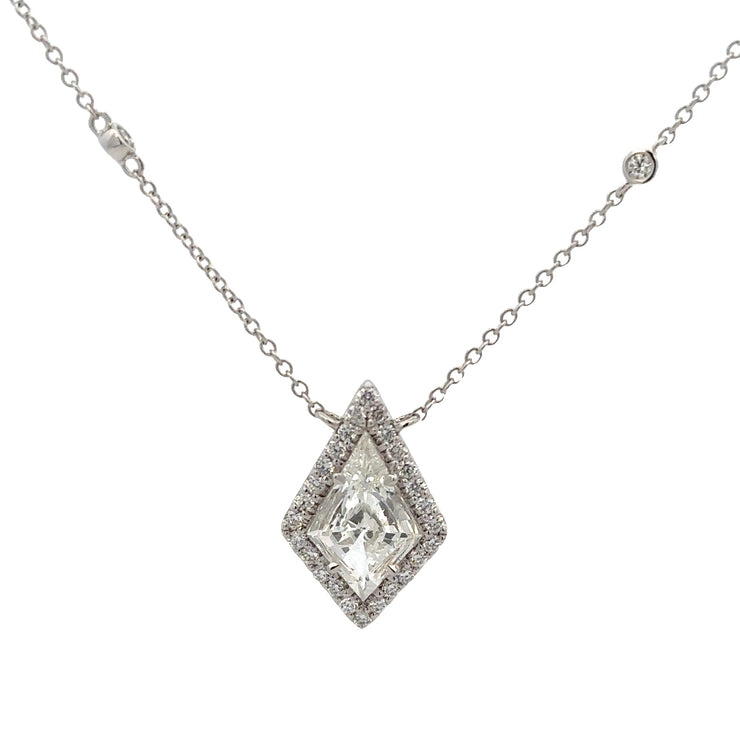 Unique Kite Shape Diamond Pendant in White Gold