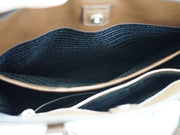 Prada Men's Brown Striped Saffiano Leather Open Tote Bag