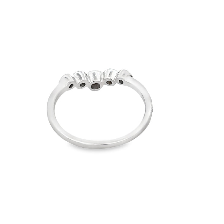 Curved Diamond Bezel Band in White Gold