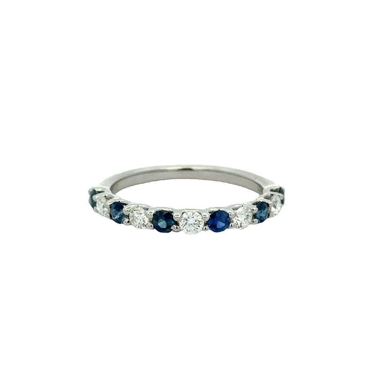 Sapphire and Diamond Band in White Gold