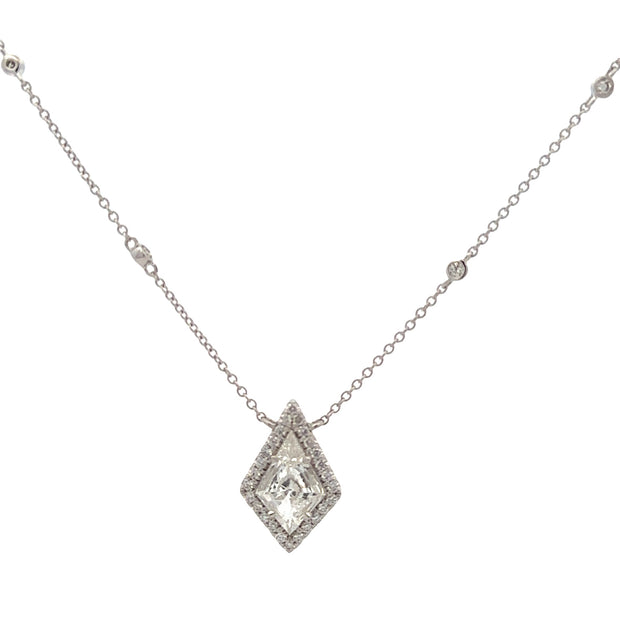 Unique Kite Shape Diamond Pendant in White Gold