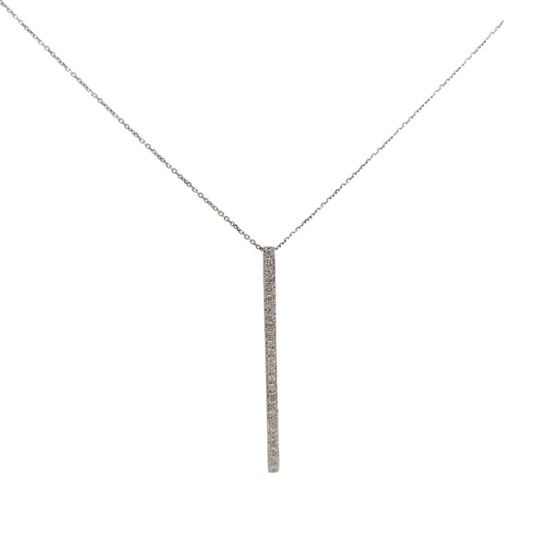 Vertical Diamond Bar Necklace in White Gold