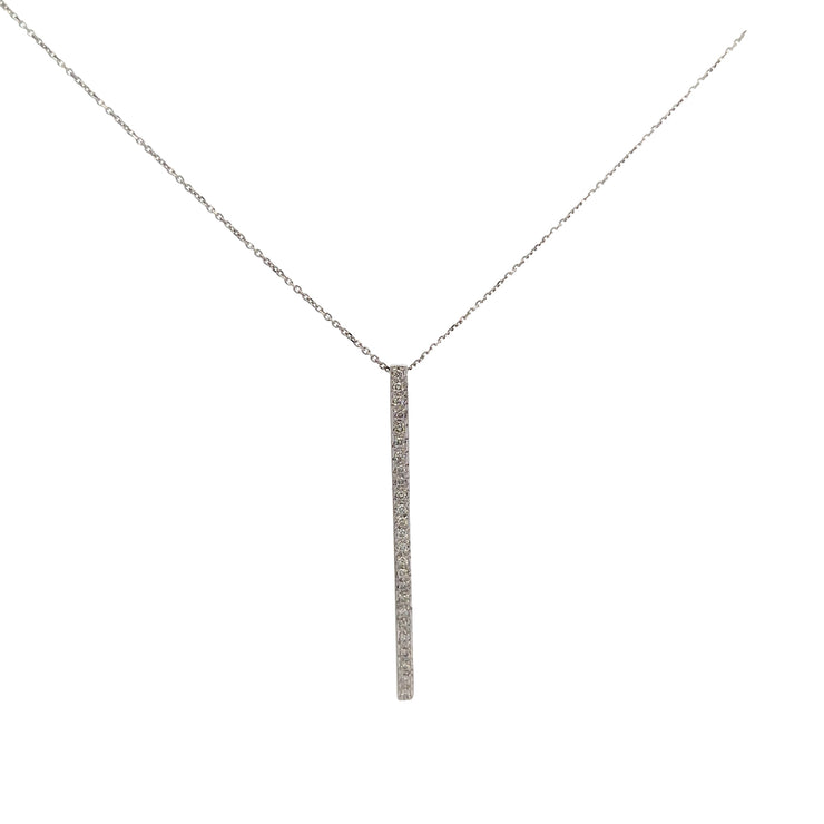 Vertical Diamond Bar Necklace in White Gold