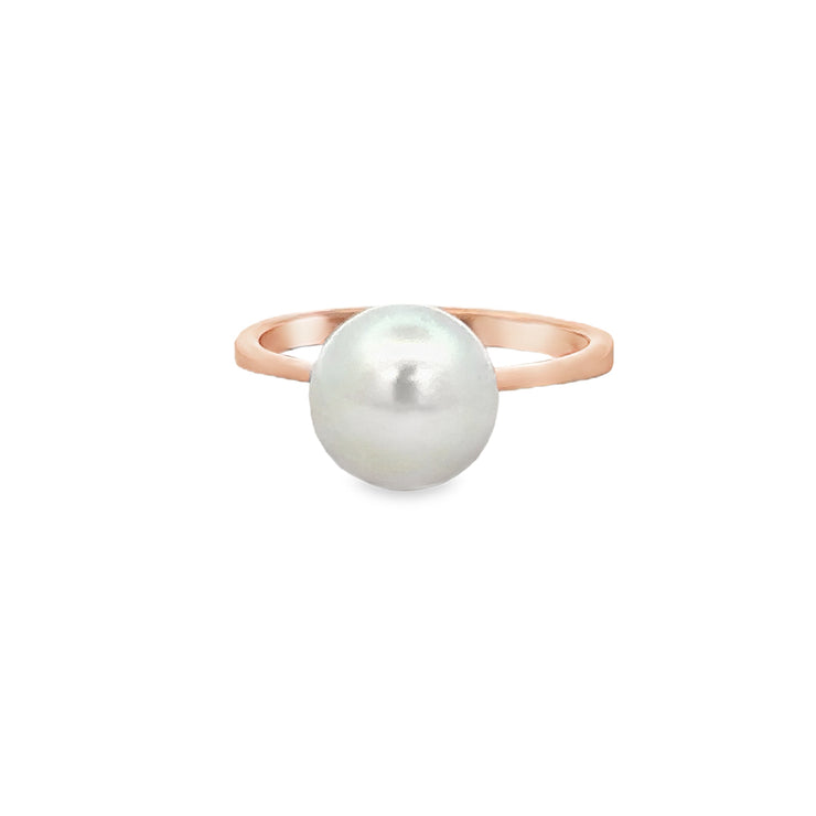 Akoya Cultured Pearl Solitaire Ring in Rose Gold
