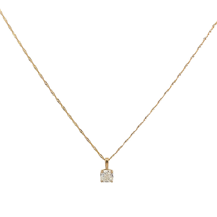 1.02 Cushion Cut Diamond Pendant in Yellow Gold