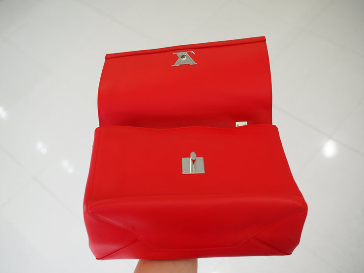 Louis Vuitton Lock Me II Red Leather Adjustable Shoulder Bag