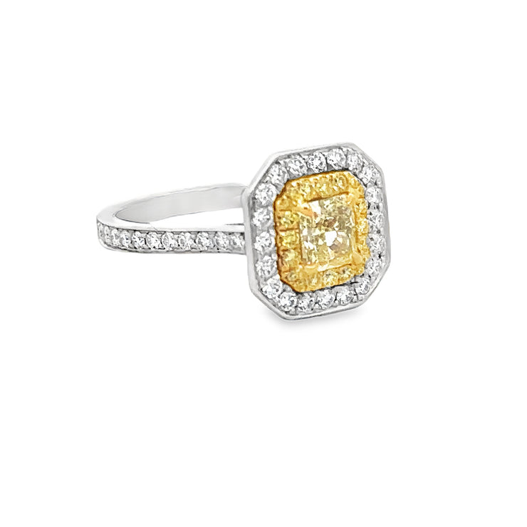 GIA .74 ct. Radiant Cut Diamond Ring in Platinum & 18k Gold