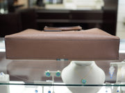 Prada Men's Brown Striped Saffiano Leather Open Tote Bag