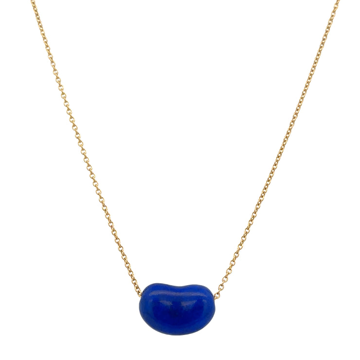 Elsa Peretti for Tiffany & Co. Lapis Bean Slide Pendant in 18k Yellow Gold