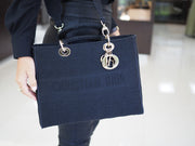 Pre-Owned Christian Dior Medium D-Lite Cannage Embroidered Canvas Handbag