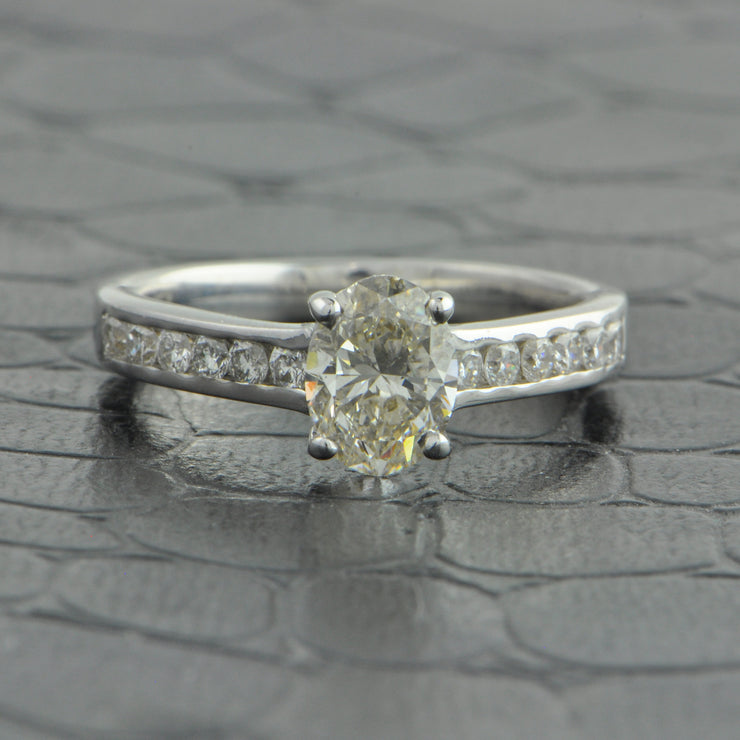 .99 ct. Oval Cut Diamond Engagement Ring in 18k White Gold