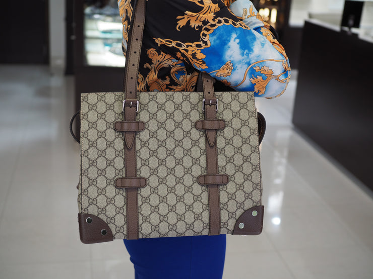 Gucci GG Coated Canvas Buckle Travel Tote