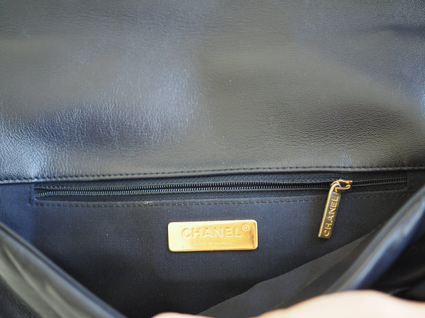 Pre-Owned Chanel 19 Large Quilted Shoulder Bag Goat Skin