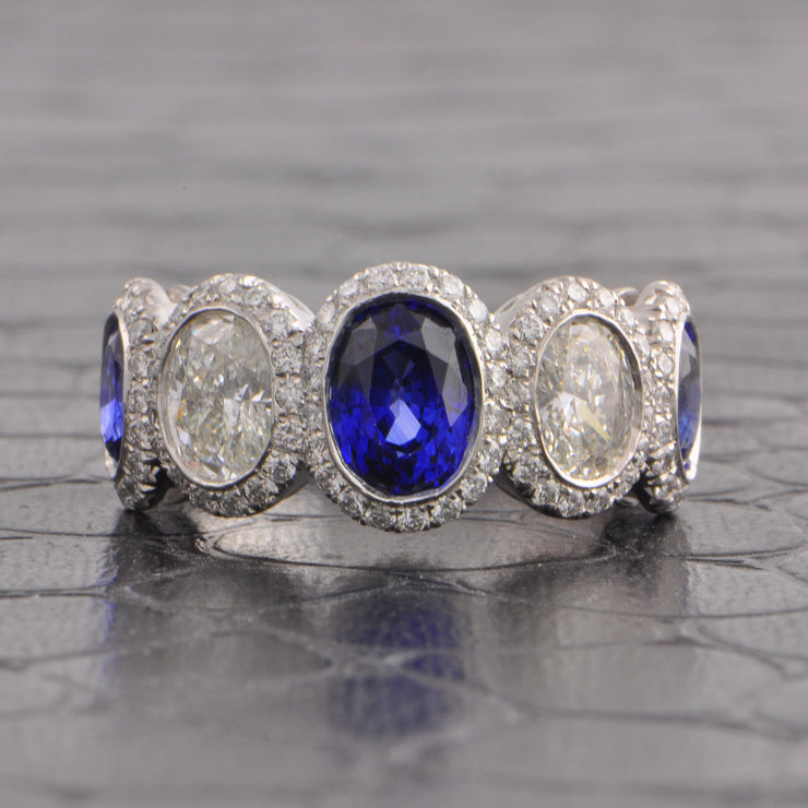 Sapphire and Diamond Band in Platinum