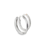 Diamond Accented Hoop U Shaped Hoop Earrings in 18k White Gold