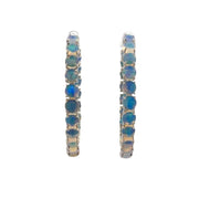 Ethipoian Jelly Opal Hoop Earrings in White Gold