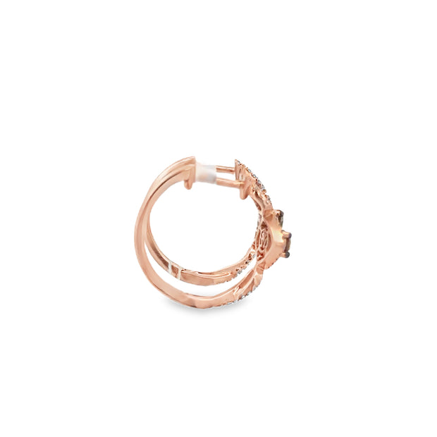 Openwork Diamond Hoop Earrings in Rose Gold