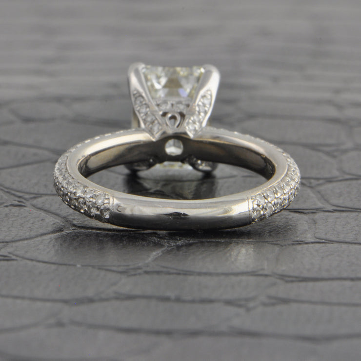 GIA 3.01 ct. Emerald Cut Diamond Engagement Ring in White Gold