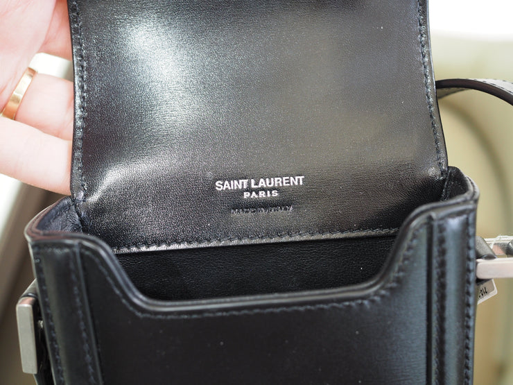 YSL Black Leather Crossbody Bag with Silver Hardware