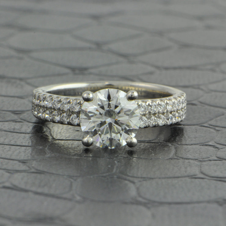 1.63 ct. Round Brilliant Cut Diamond Engagement Ring and Wedding Band in Platinum