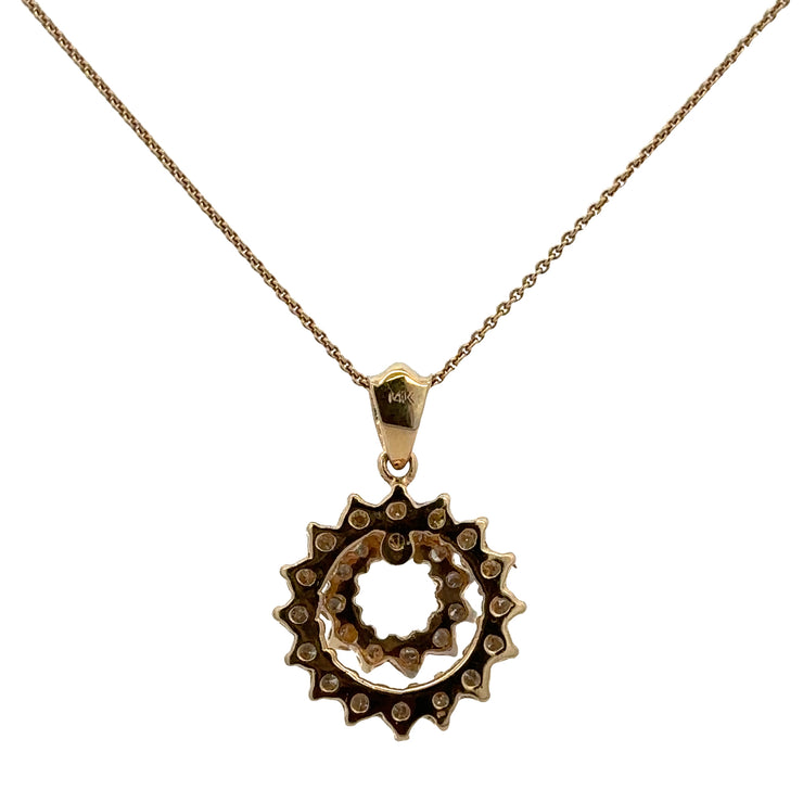 Openwork Diamond Swirl Pendant in Yellow Gold