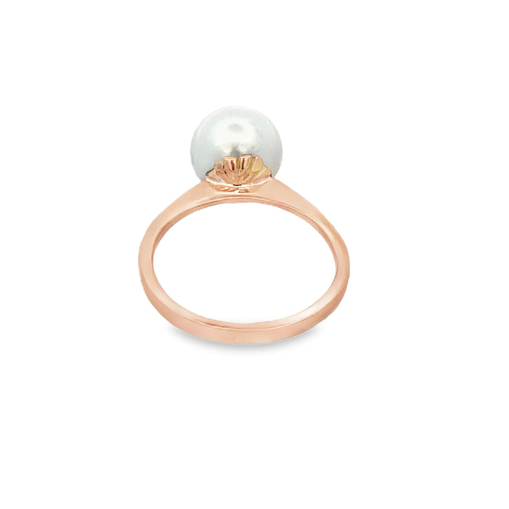 Akoya Cultured Pearl Solitaire Ring in Rose Gold