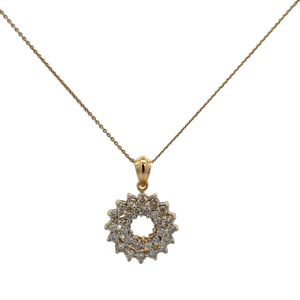 Openwork Diamond Swirl Pendant in Yellow Gold