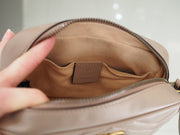 Pre-owned Gucci Calfskin Matelasse Small GG Marmont Chain Shoulder Bag Porcelain Rose