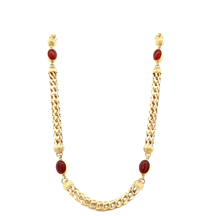 Reversible 30" Fancy Link Necklace with Chalcedony and Onyx Stations