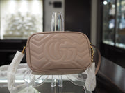 Pre-owned Gucci Calfskin Matelasse Small GG Marmont Chain Shoulder Bag Porcelain Rose
