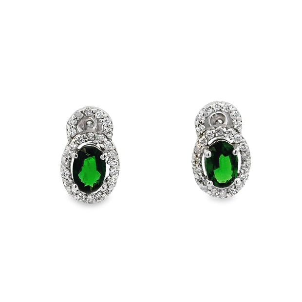 Tsavorite Garnet and Diamond Earrings in White Gold
