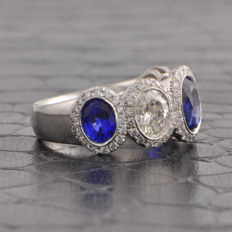 Sapphire and Diamond Band in Platinum