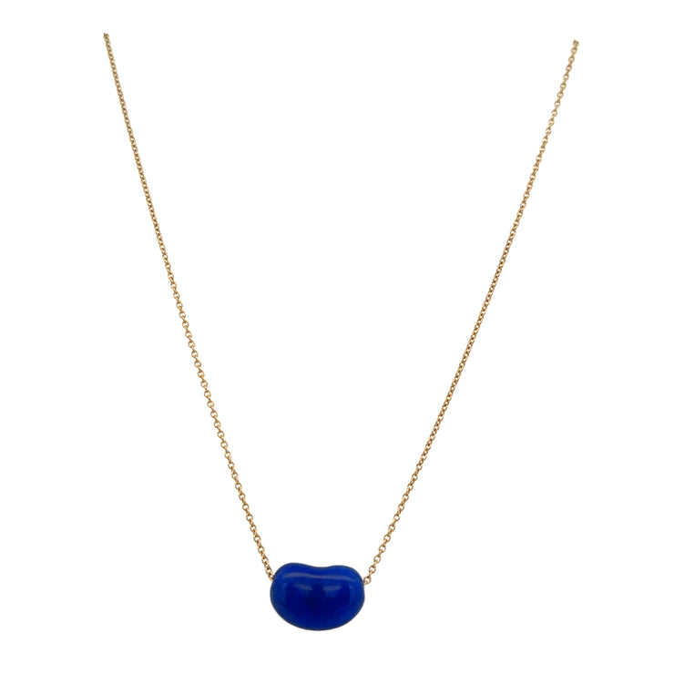 Elsa Peretti for Tiffany & Co. Lapis Bean Slide Pendant in 18k Yellow Gold
