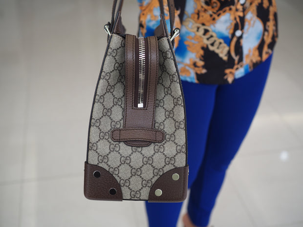 Gucci GG Coated Canvas Buckle Travel Tote