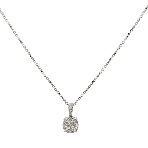 Diamond Cluster Pendant in White Gold