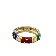 Hildago Enameled Band in 18k Yellow Gold Size 7.25