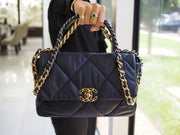 Pre-Owned Chanel 19 Large Quilted Shoulder Bag Goat Skin