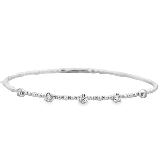 Flexible Diamond Bangle Bracelet in White Gold