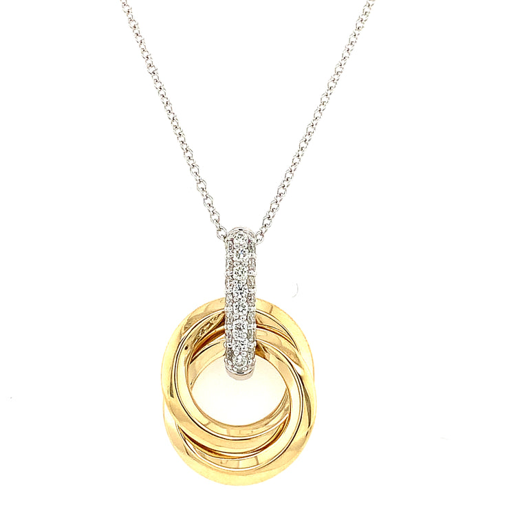Interlocking Diamond Pendant in Two Tone Gold
